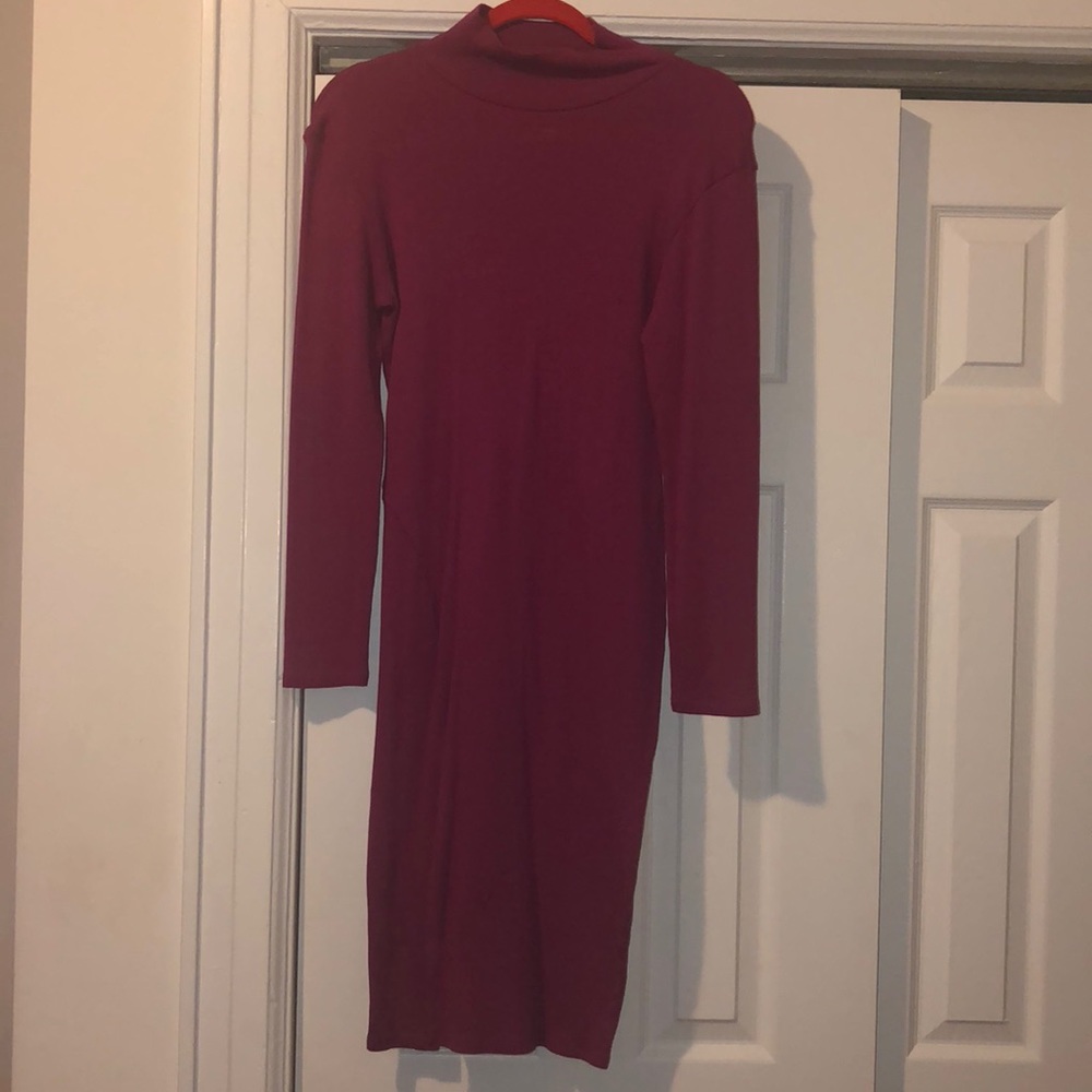 Magenta mock neck sweater dress